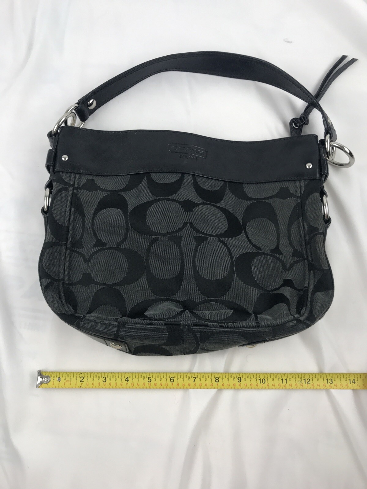Coach Signature Handbag Black A1082-F14708 Sz Medium Shoulder Bag | eBay