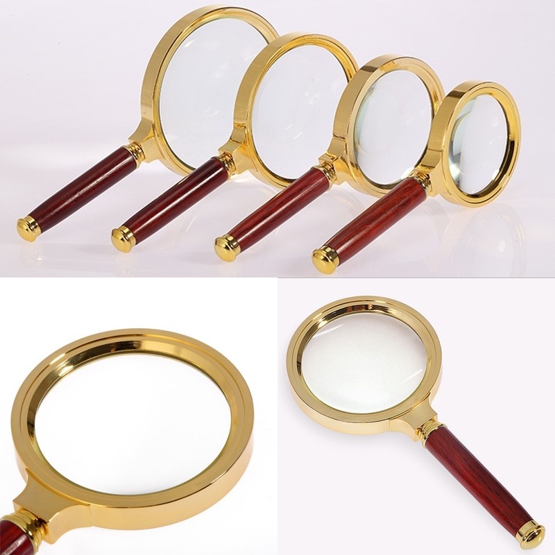 Handlupe Lupe Vintage 5 Fach 70mm 80mm 90mm Leselupe Vergrößerungsglas Lesehilfe