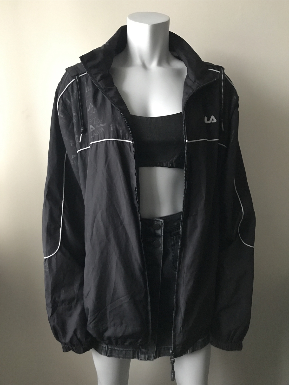 Giacca sportiva vintage uomo unisex FILA con cappuccio maglia fodera grigia taglia XL