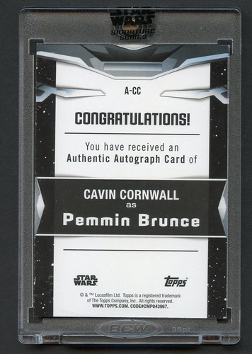 Cavin Cornwall als Pemmin Brunce A-CC 2021 Auto Topps Star Wars Signature Serie - Bild 2 von 2