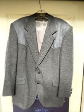 Pendleton Suede Shoulder Elbow Patches Tweed Wool Blazer Sport Coat Gray Sz 44