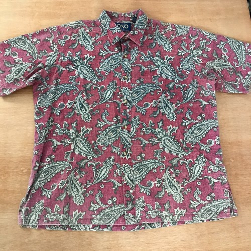 Ono Hawaiian Shirt Men Size XXL Red Blue Floral Button Up Pocket Short Sleeve