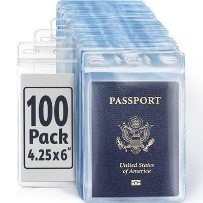 EcoEarth 4x6 Inch Passport & Card Holders with Soft Edge (Clear, 100 Pack), E...