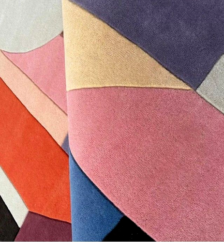 Alfombra de lana acolchada a mano alfombra moderna geométrica | Decoración de sala de estar dormitorio oficina - Imagen 10 de 11