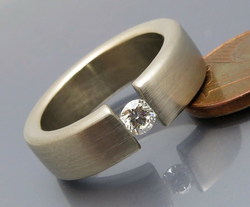 DISEÑO MADURO - ANILLO DE TENSIÓN BRILLANTE MARCADOR G/VVSI - ORO 750 - ¡CALIDAD SUPERIOR! - Imagen 10 de 12