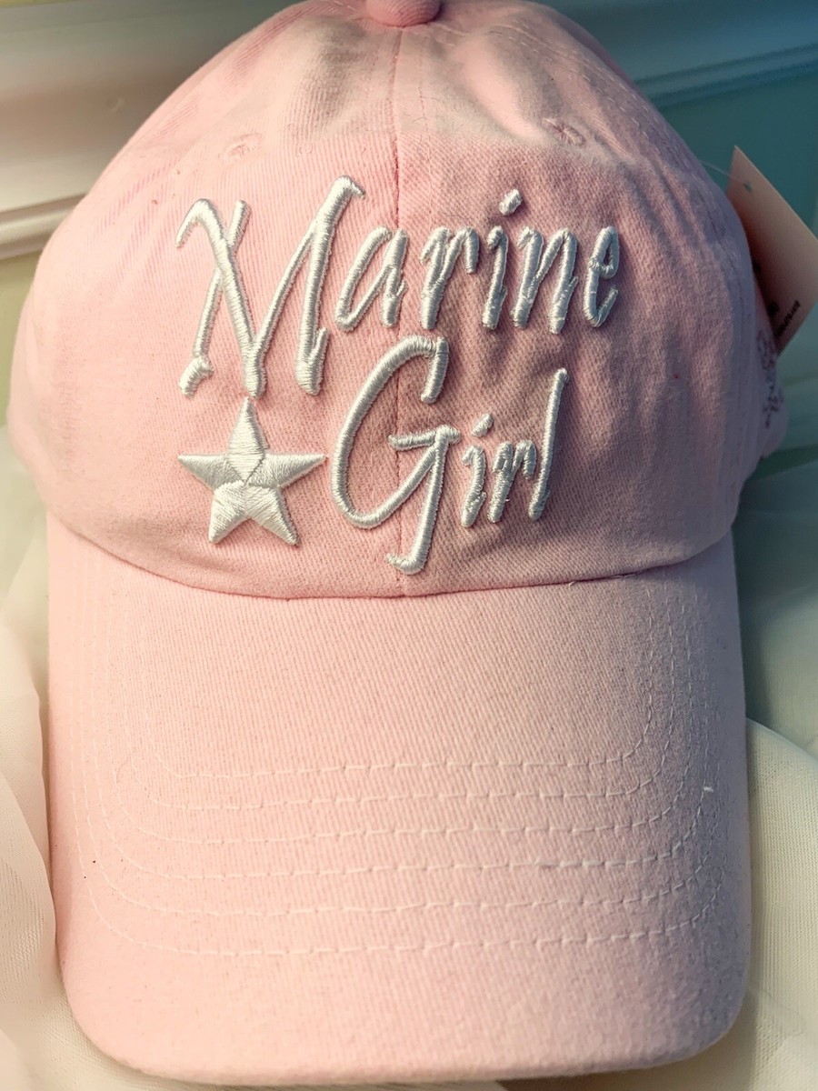 Marine Girl Embroidery Baseball Hat Cap Light Pink One Size Buckle  Adjustable