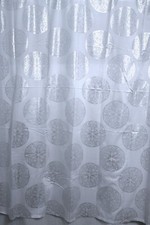 69x71" White w/ Silver Mandala Circles Cloth Shower Curtain Easy Care Polyester
