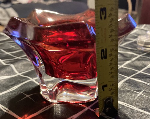 Vintage rubinrot Glas Kerzenhalter, Mikasa Glas, eingehüllt in klares Glas, (58) - Bild 6 von 9