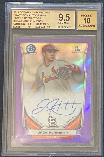 2014 Bowman Chrome JACK FLAHERTY 1st Purple Refactor Autograph 10/10 GEM BGS 9.5