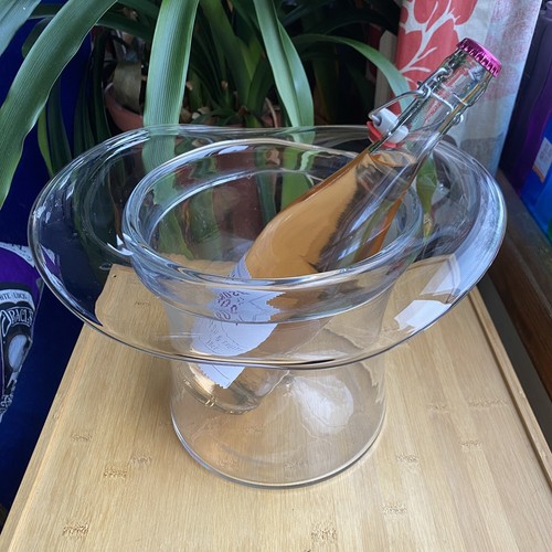 BLENKO 1984 Art Glass Top Hat Ice Bucket Vase 8.5 X 12” Clear 8432 - Picture 2 of 10
