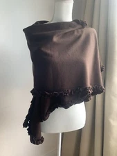 Lennie For Nina Leonard Ruffled Scarf Brown 80” X 18”
