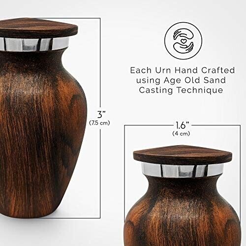 Mini Wooden Urn for Ashes, Keepsake Memorial Box, Cherry Wood Grain, Portable Fu - Picture 2 of 7