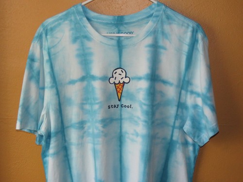 LIFE IS GOOD Mens Crusher Tee LARGE T-Shirt 100% Cotton Tie Dye Ice Cream Cone - Picture 2 of 10