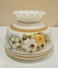 Vintage Milk Glass Hurricane Lamp Shade  6 1/2" Fitter Hand Painted Medium