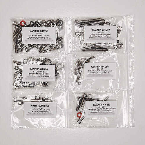Kit vis inox moteur pour Yamaha WR 250 Z de 1991 à 1997
