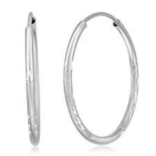 Wellingsale 14k White Gold Diamond Cut 1.5mm Endless Hoop Earrings (23 x 23 mm)