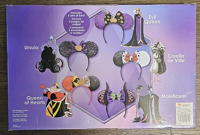 Disney World Land Villains Sequin Ear Lot Evil Queen Ursula Cruella Maleficent Disney Parks 2025 Villains Maleficent Ursula Evil Queen Ear  main image 3