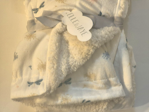 Elle Jaye Baby Blanket Dragonfly Dandelions Reversible Soft White Sherpa Lovey - Picture 6 of 8