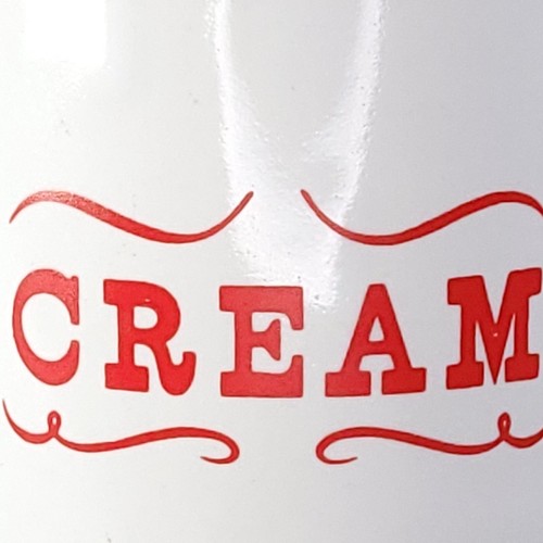 Ceramic Canister White Red Country Farmhouse Vintage Cream Jar - Picture 4 of 7