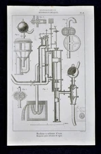1859 Didot Freres Print - Hydrodynamics Water Column Machine Waterworks Plumbing