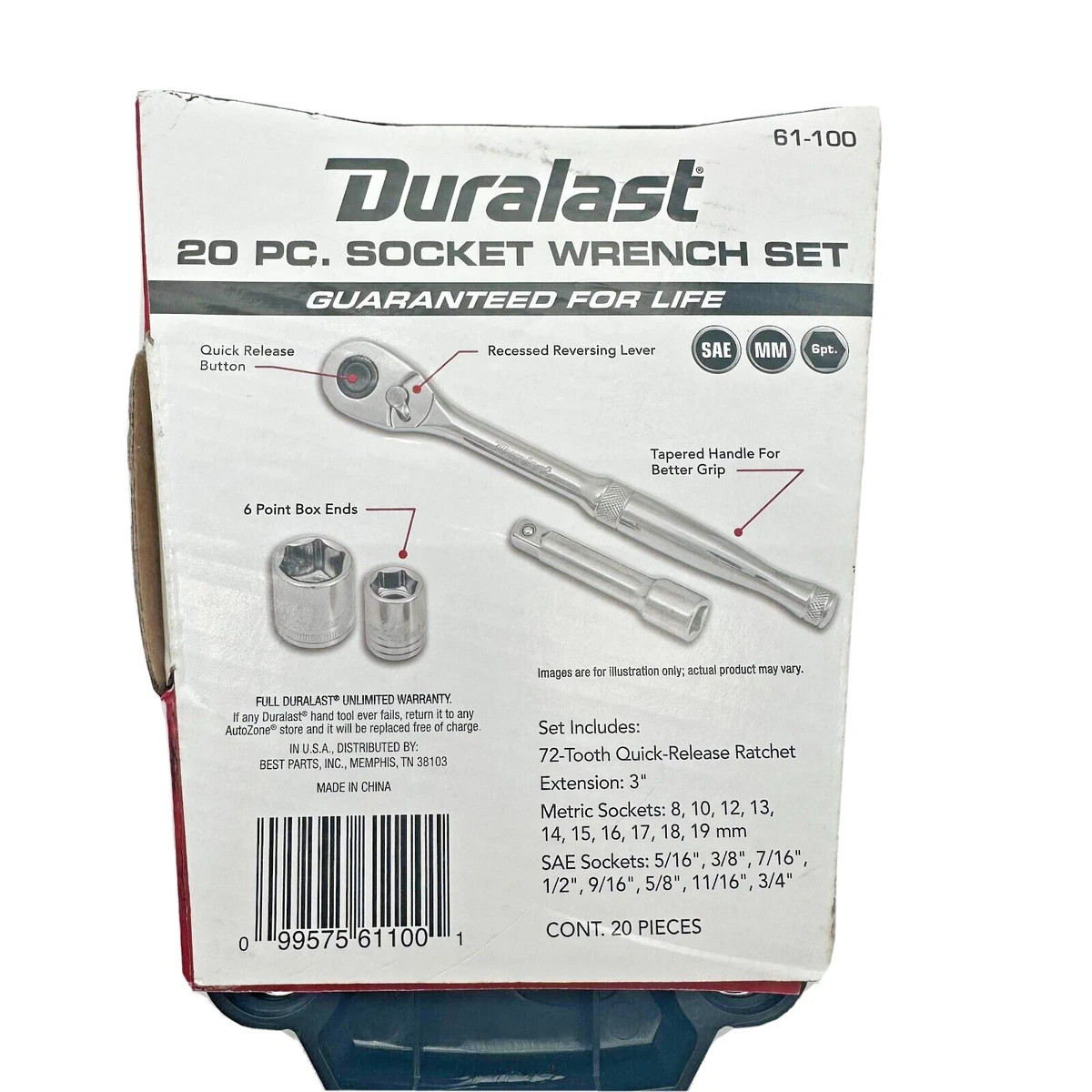 NEW Duralast 61 100 20 Piece 3 8