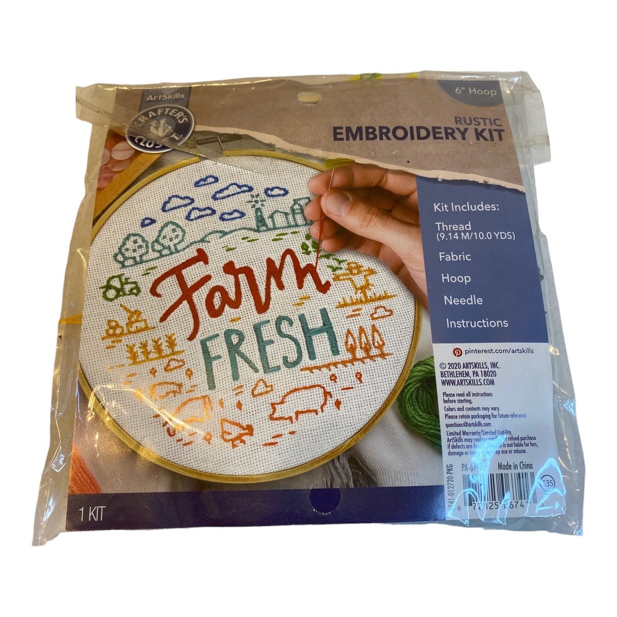 Crafters Closet Embroidery Kit For Crafters Farm Fresh Includes 