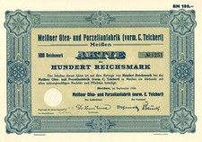 Meißener Porzellan - Ofen und Porzellanfabrik Meißen - 1934 - Historische Aktien