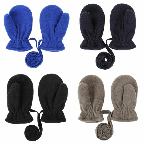 Baby Toddler Lanyard Mittens Boys Girls Gloves Polar Fleece Fleece Lined Gloves - Picture 3 of 20