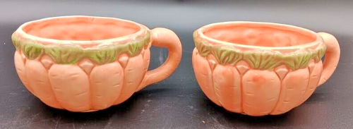 Vintage~Set of 6 Ceramic Majolica Soup Bowls with Handles Carrot/Corn/Asparagus - Picture 11 of 14