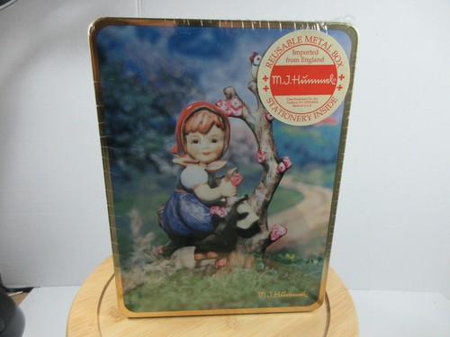 Neu 1993 M.J. Hummel Sammlerstück Briefpapier Blechdose Apfelbaum Mädchen HUM 141 - Bild 2 von 10