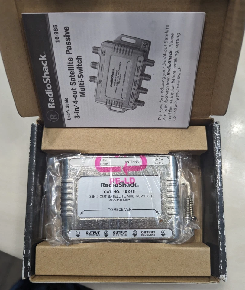 Radio Shack 16-985 Satellite Passive Multi-Switch. 3-in 4-out. New Old Stock - Image 3 of 3