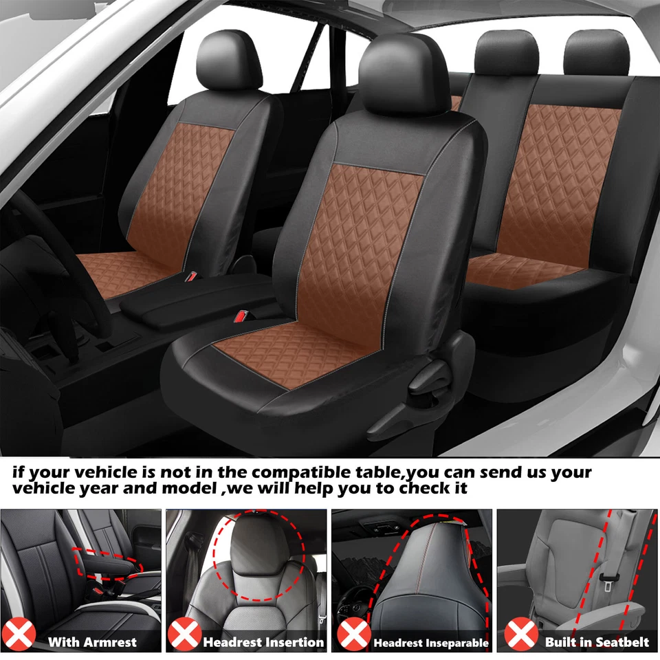 Полный комплект кожаных передних и задних чехлов на автомобильное сиденье с бриллиантовой подушкой для Dodge Challenger - Изображение 4 из 4