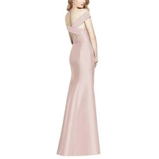 Alfred Sung D751 Off Shoulder Cross Back Satin Twill Gown, Cameo, 0