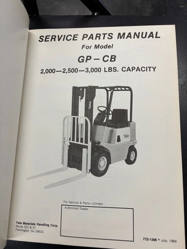 Yale Forklift Parts Manual GP 020-030 CB GP020CB GP030CB #1396