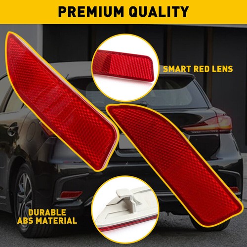 Red Left+Right Rear Bumper Reflector Light Lamp For Toyota Corolla 2011 12-2013 - Picture 6 of 10