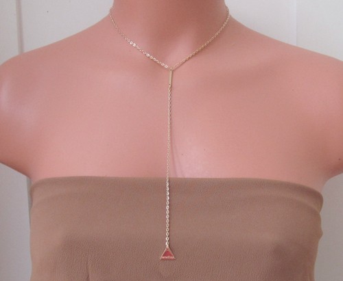 Sexy Y Drop GOLD PLATED Boho Style Delicate LARIAT CHAIN BAR Pendant NECKLACE - Picture 2 of 6