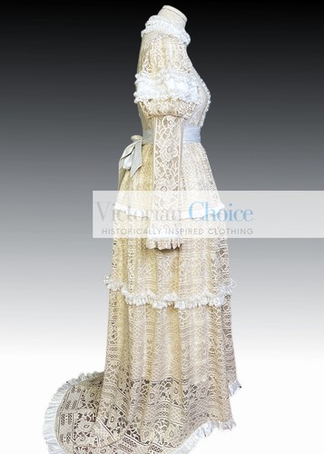 Victorian Edwardian 1900s Premium Lace Vintage Wedding Dress Bridal Gown 353 - Picture 3 of 6