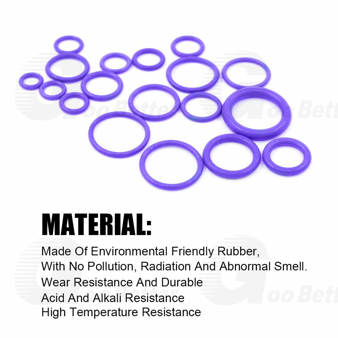 270x Rubber Seal O-Ring Washer Assortment Kit For Hydraulics Air Gas Oil Purple