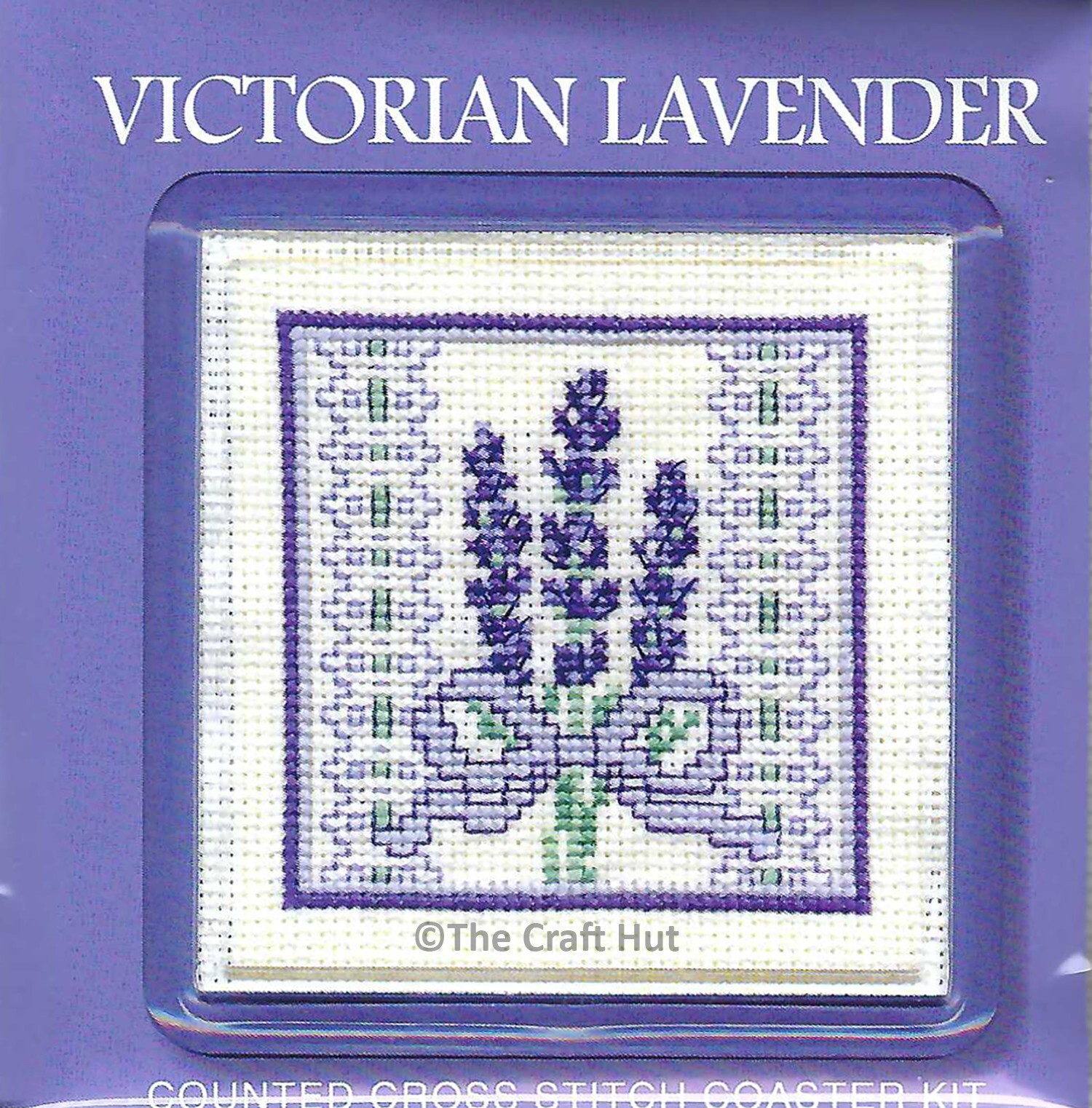 Textile Heritage Counted Cross Stitch Drink Coaster Kit Victorian Lavender New