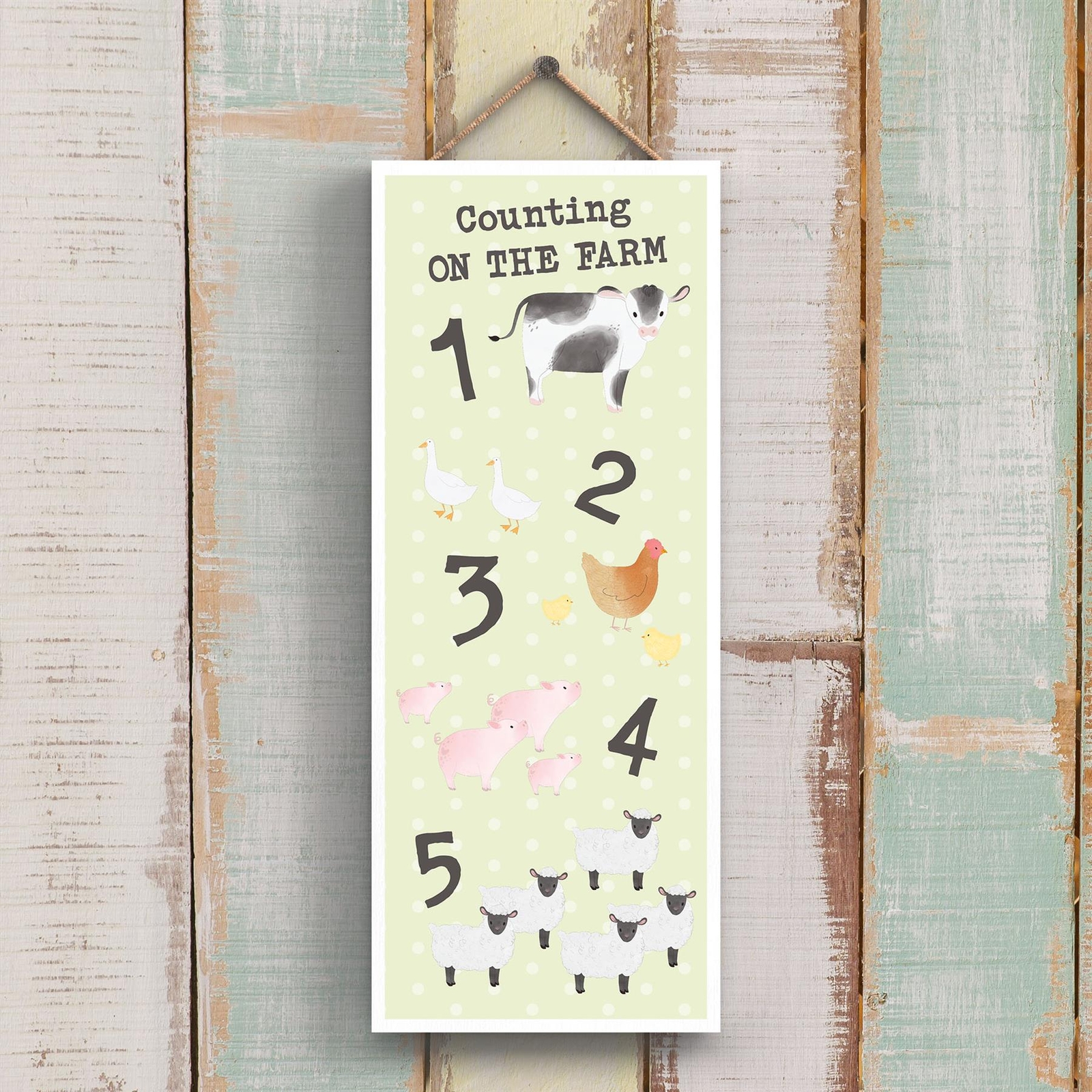 Counting On The Farm Animals On The Farm Themed Numbers Wooden Hanging Plaque