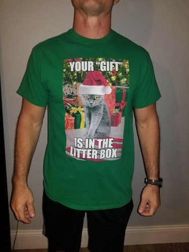 3er Pack lustige Weihnachtsshirts Größe M rot grün Katze Urlaub Morgenmensch - Bild 4 von 11