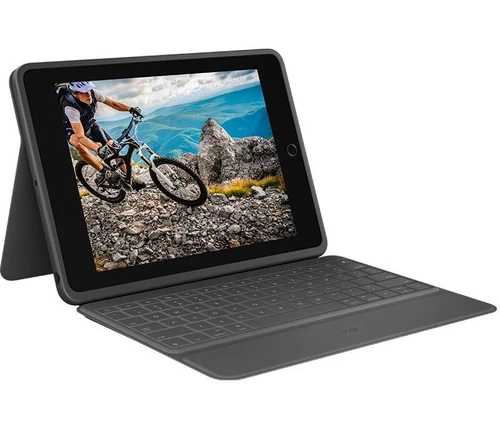 Tastatur-Hülle für Apple iPad 7./8./9. Gen. Logitech Rugged Folio QWERTZ DE Grau