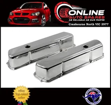 Chrome Steel Tall Valve Rocker Covers Pair Commodore V8 253 308 VB VC VH VK VL