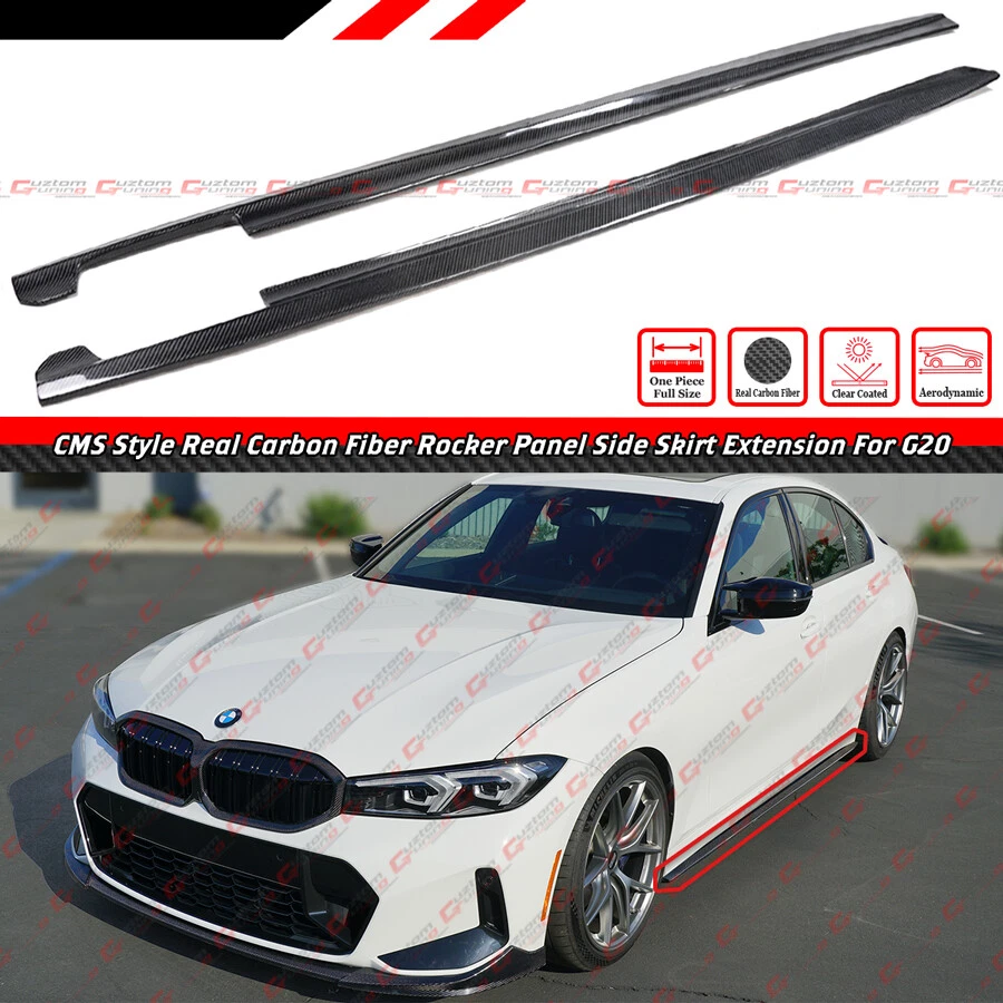 Extensión de faldón lateral de fibra de carbono real estilo CMS 19-2025 BMW G20 330i M340i Foto 2 de 4