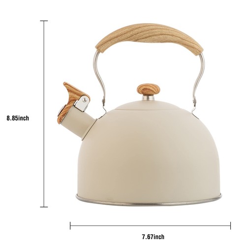 Whistling Tea Kettle Tea Pots 2.5L Stainless Steel Kettle with Wood Pattern F... - Picture 4 of 10