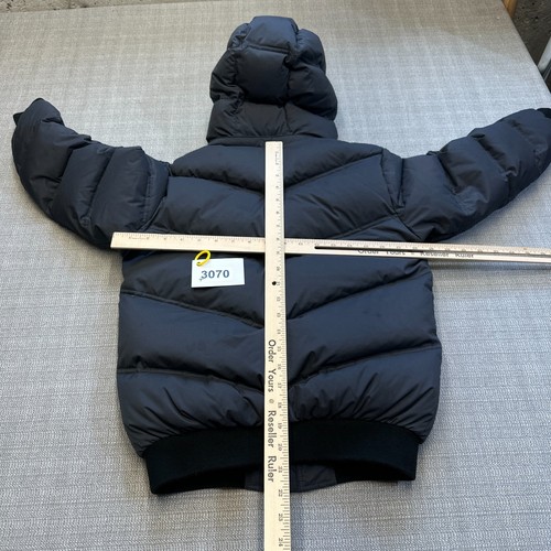 Triple FAT Goose Down Jacket Boys 12 / 14 Dark Grey Puffer Hooded Quilted Blue - Picture 9 of 12
