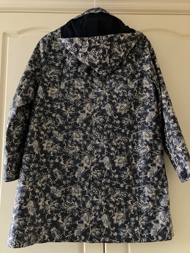 M&S Per Una Stormwear 14 Women Rain Coat Navy Floral Removable Hood - Picture 2 of 12