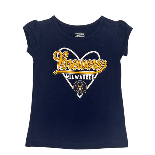 MLB Milwaukee Brewers Kleinkind Mädchen Herz Grafik Kurzarm T-Shirt, 4T