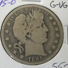 1895-O  G-VG   Barber Half Dollar   Y part LT    Better Date   Combined Shipping