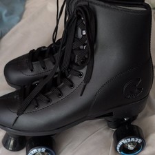 C Seven C7 Black Quad Roller Skates Adult Size 8 4-Wheel Skating Boots